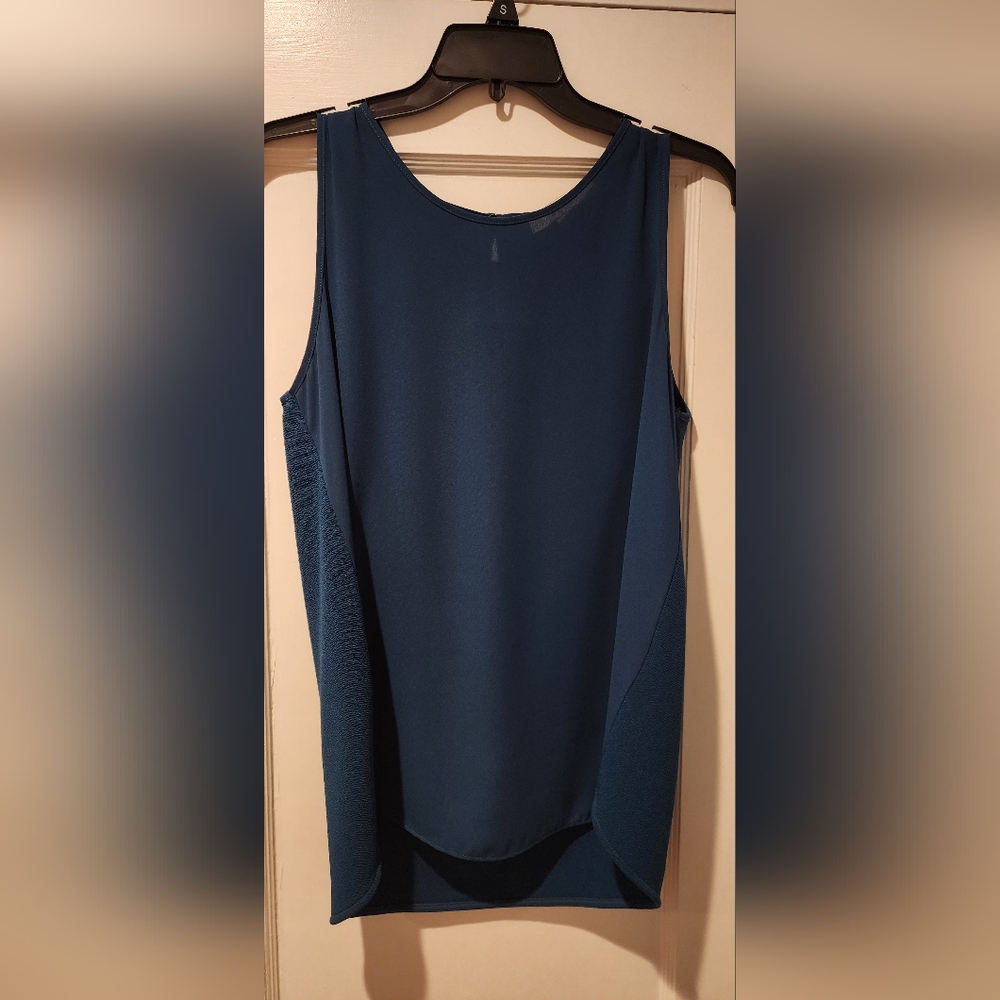 LOFT Teal Blue Sleeveless Mixed Media Tank Top, Size S